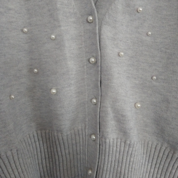INC V-Neck Cardigan with Pearls Accent - Picture 6 of 7